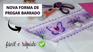 COMO PREGAR BARRADO NO PANO DE PRATO - NOVA FORMA - FÁCIL E RÁPIDO