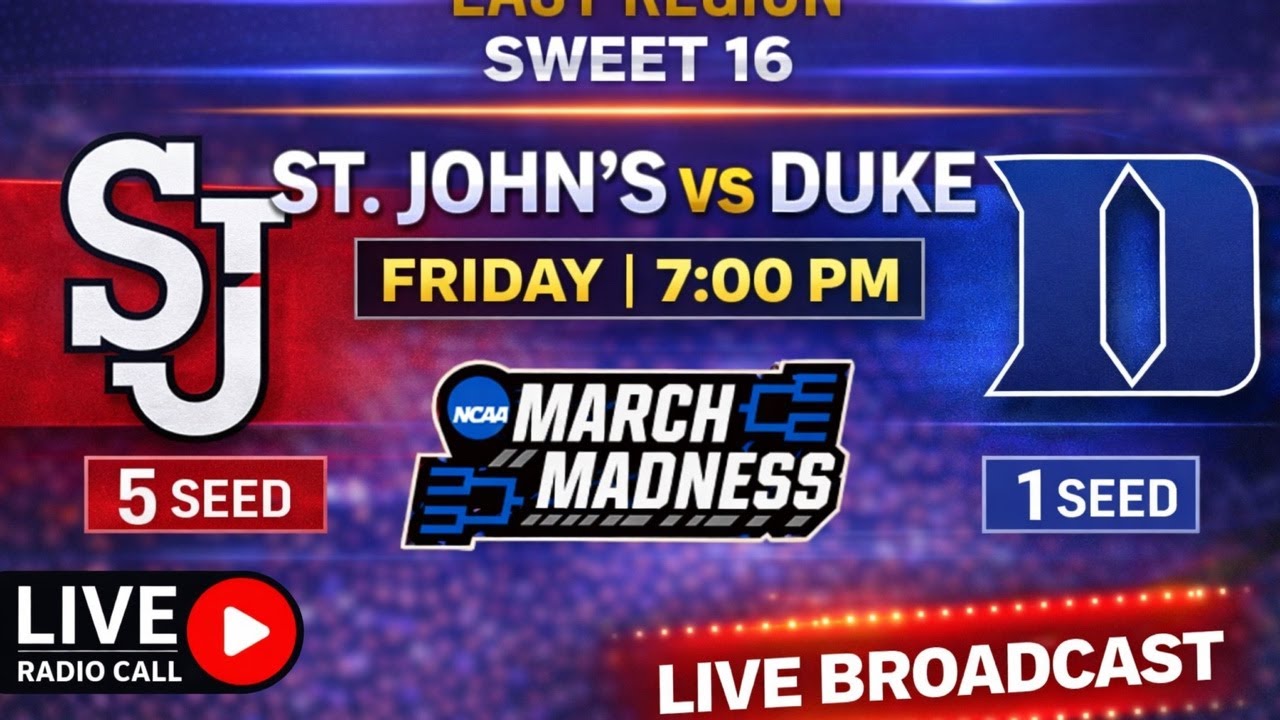 NCAA TOURNAMENT SWEET 16: ST JOHNS VS DUKE LIVESTREAM