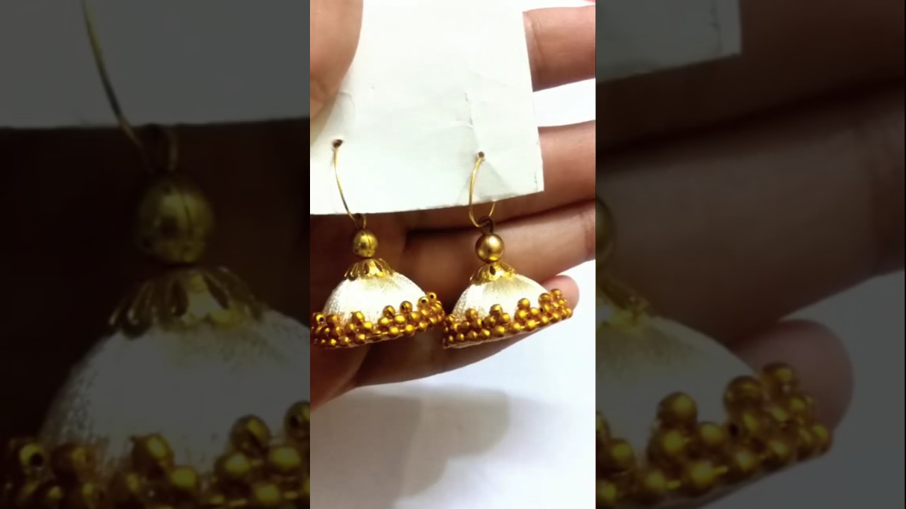 white silk thread earrings making 