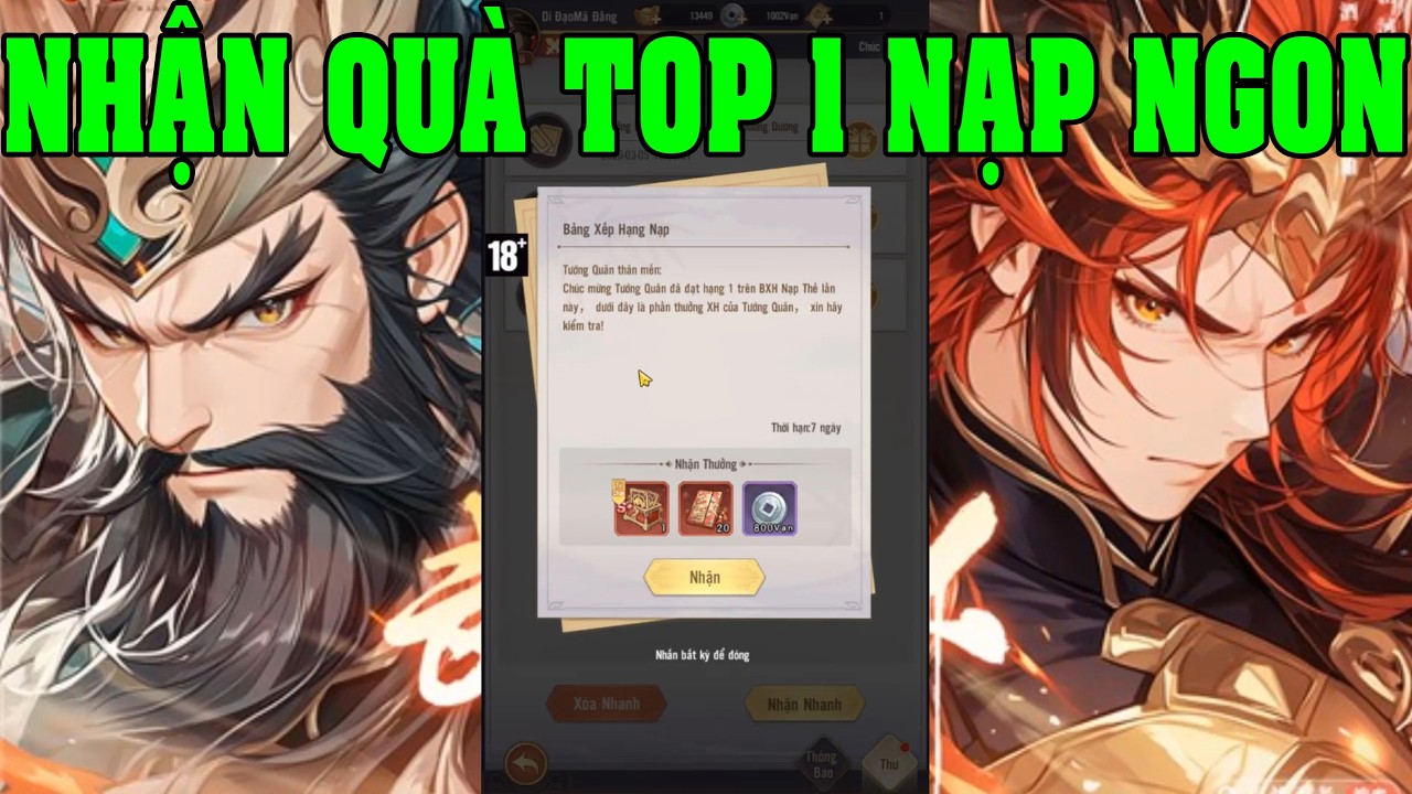 Samkok Tam Quốc Ngày 2 Nhận Quà TOP 1 Nạp Quá Ngon Bung Vé Chiêu Mộ Roll Tướng UP Triệu Vân 13 Sao