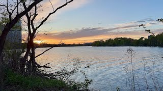 Sunset walk along Charles river Boston