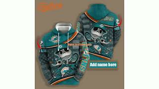 Miami Dolphins Jack Skellington Zero Blue 3D Hoodie Printing screenshot 4