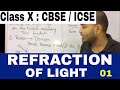 Refraction of Light  Class X : CBSE / ICSE : Bending of Light : Bending in Glass Slab And Prism