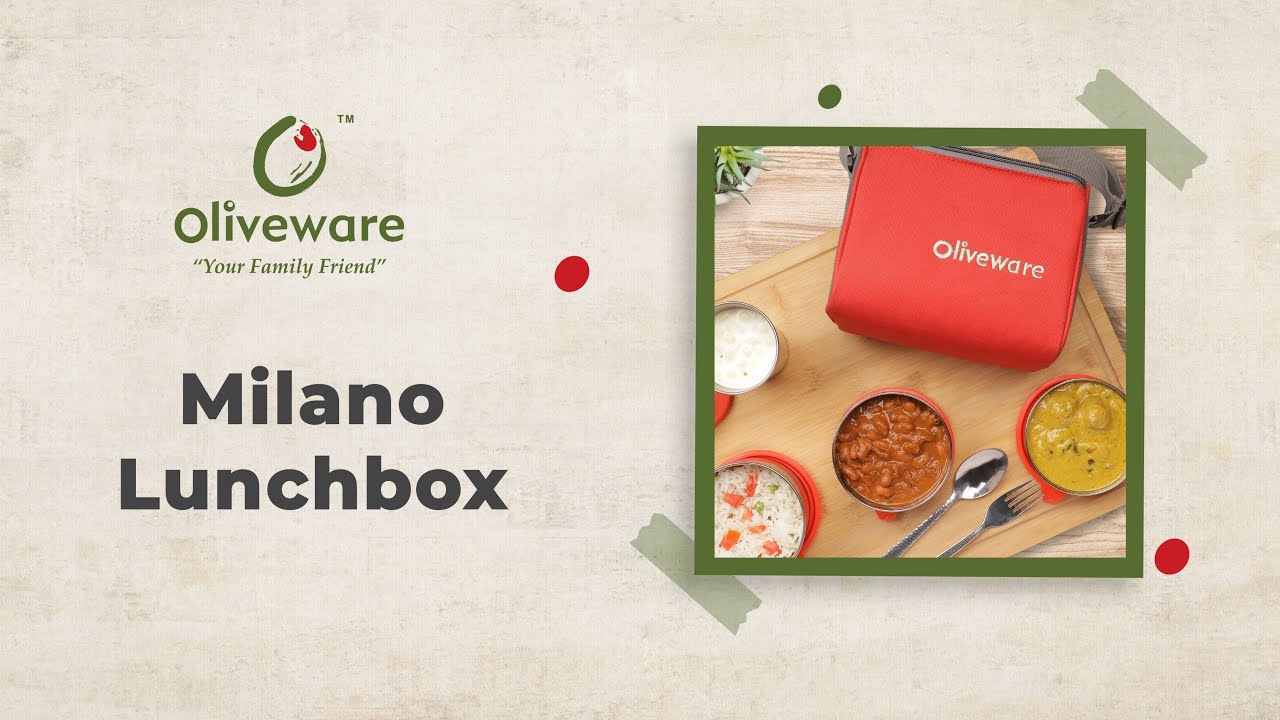 Oliveware Milano Lunchbox | Stainless Steel | Spill Proof Containers