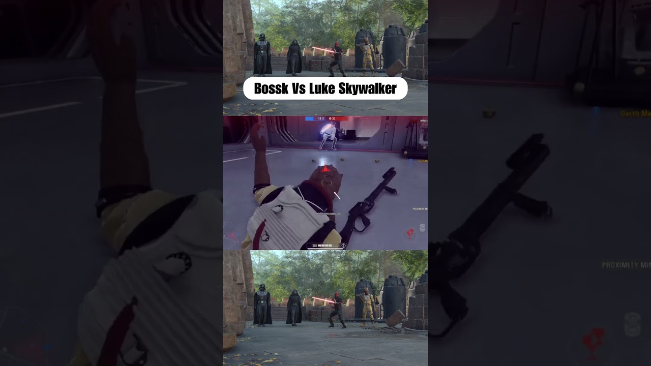 bossk takes on Luke Skywalker in Starwars Battlefront 2