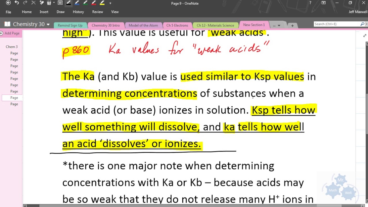 Chemistry 30 Ka values - explanation and examples - YouTube