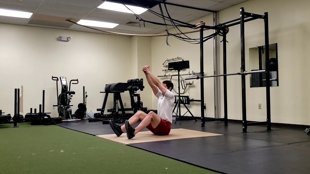 Bodyweight v-sit rotation: Both feet supported - YouTube