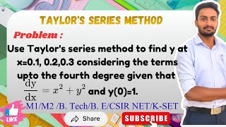 Taylor's Series Method | Find y at x=0.1, 0.2, 0.3 | dy/dx = x² + y², y(0)=1 | VTU Engineering Maths