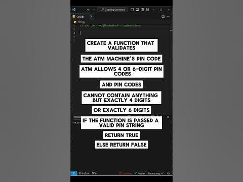 Q10 Validate ATM's PIN code with JavaScript #JS #RegEx #coding #dev # ...