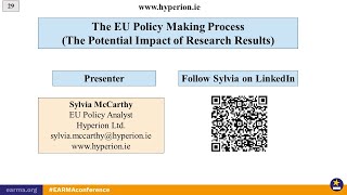 The EU Policy Making Process (Impact of Research Results) Sylvia McCarthy EARMA Conference 2022