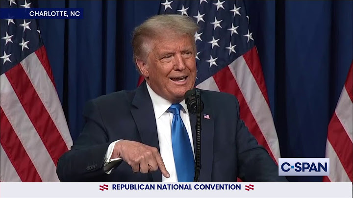 President Donal Trump addresses 2020 Republican National Convention delegates in Charlotte, NC