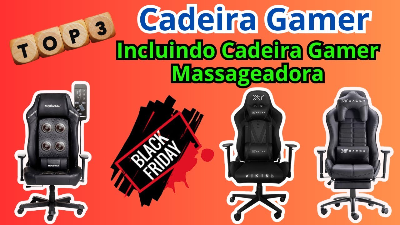 Cadeira Gamer Escritório Ergonômica Giratória Massageadora (Preta