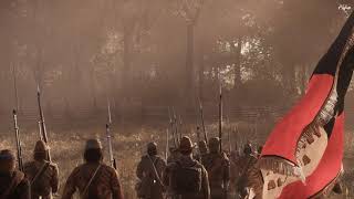 War Of Rights scene: Confederate forces sally out to engage Union troops in the forest