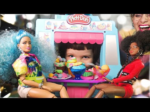 ПЛЕЙ ДО ВАГОН МОРОЖЕННОГО / Барби в гостях у LunaTop Tv распаковка лепим play doh