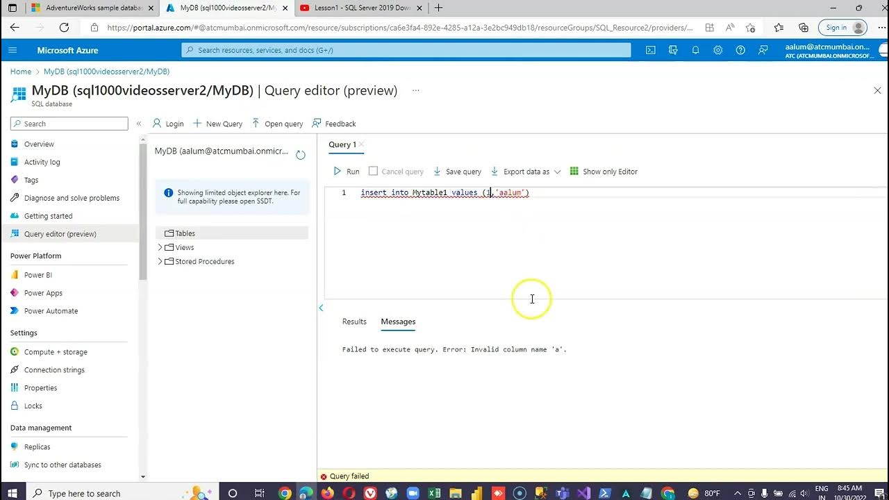 Lesson8 - Query Editor - SQL Server 1000 Videos - YouTube