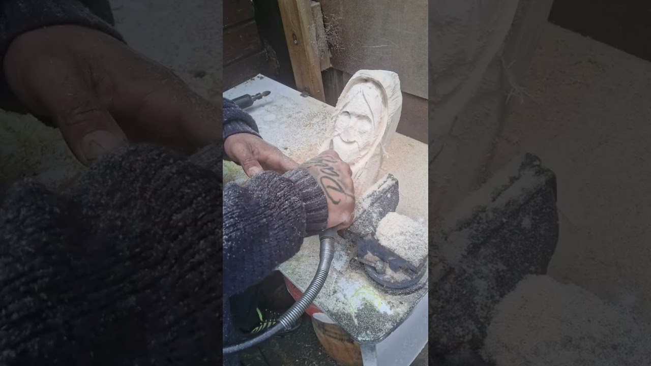 Attempt at carving a female wood spirit face 