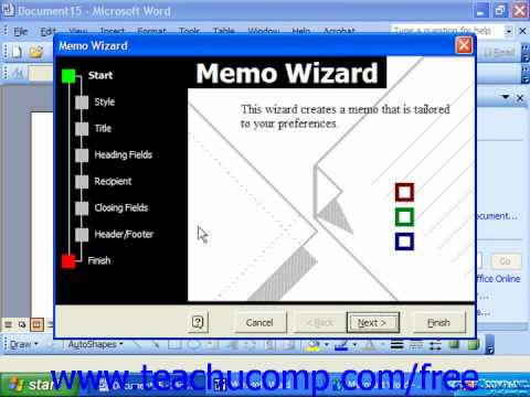 Word 2003 Tutorial Using Wizards Microsoft Training Lesson 8.2