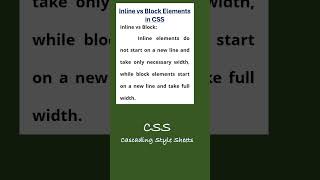 Inline vs Block Elements in CSS