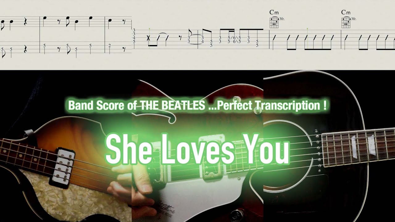 Score / TAB : She Loves You - The Beatles - guitar, bass, drums