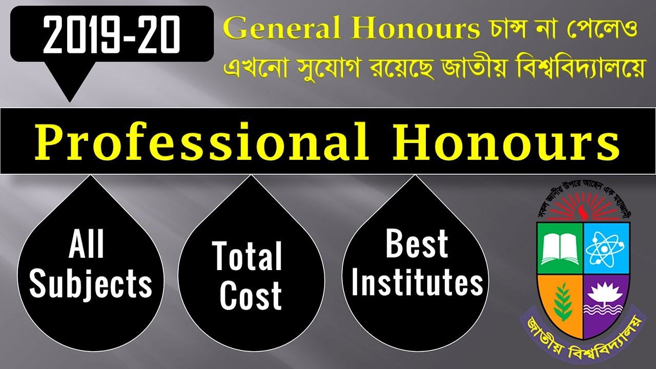 Professional Honours Under NU All Subjects Total Cost Best