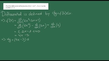 Find the differential of the function f(x)=2x^2-3x+1 at the number x=1