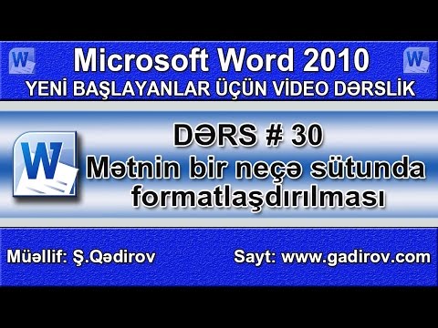 Mətnin bir neçə sütunda formatlaşdırılması