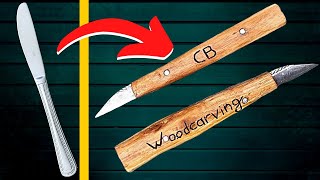 AMAZING 🔪 WOOD CARVING KNIFE made with a simple table KNIFE. [ WOODCARVING TOOLS ]