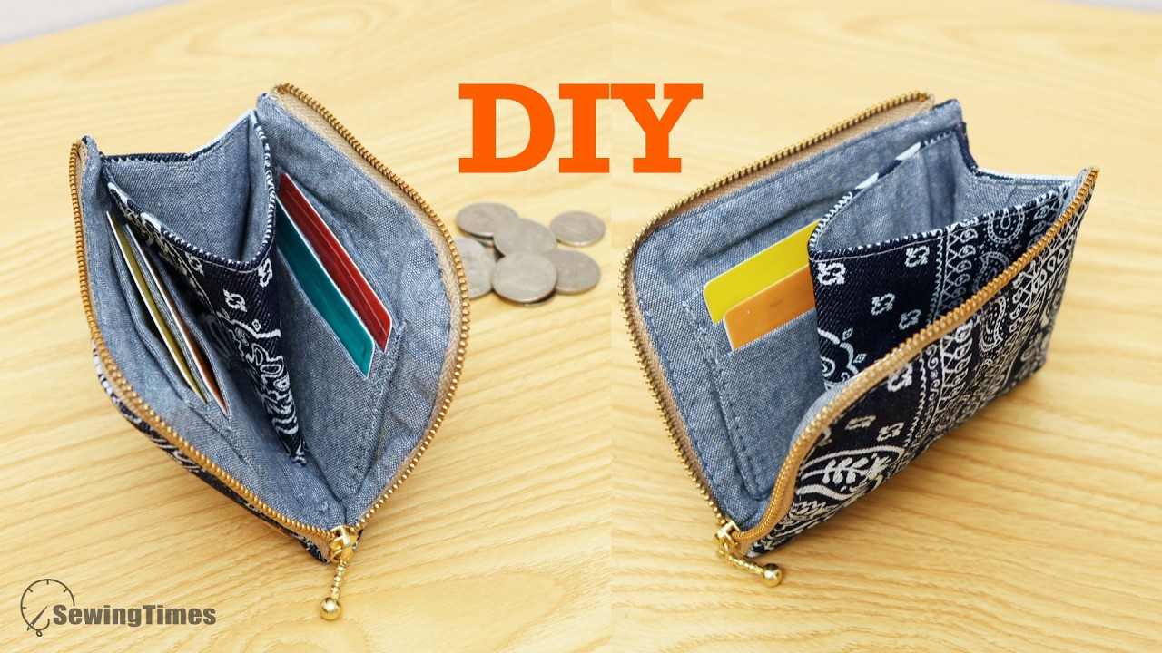 DIY Small Zipper Wallet from Denim Scraps | Card Holder & Coin