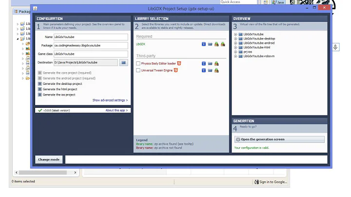 Libgdx (Desktop/Android/HTML5) Made Easy Tutorial 1 - Intro and Installation