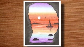 How to draw beautiful scenery with soft pastel | Easy scenery drawing ideas for beginners screenshot 2