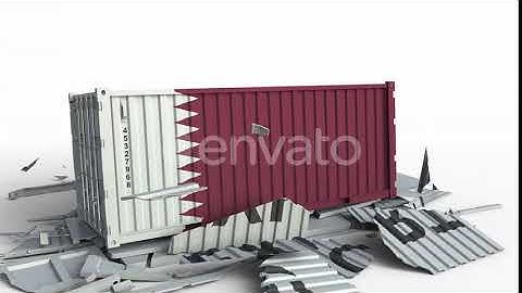 Container with Flag of Qatar Breaks Container with EXPORT Text | Motion Graphics - Envato elements