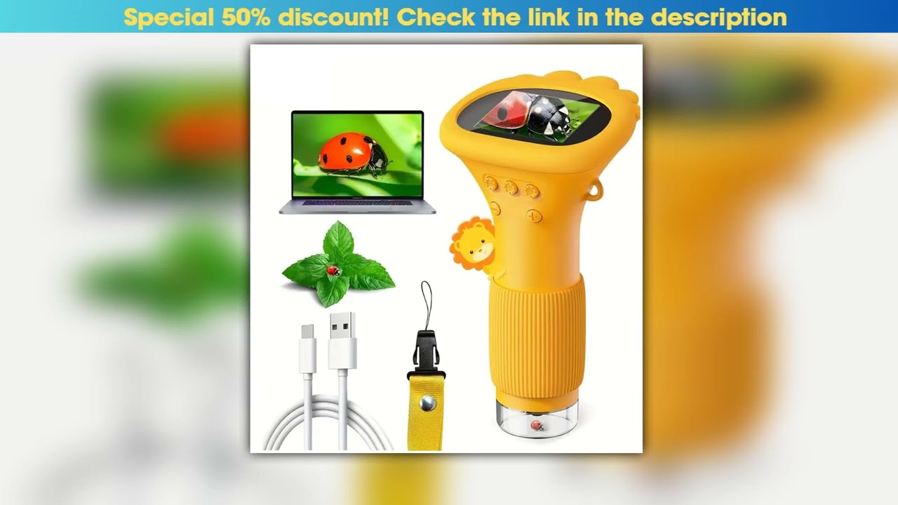 Childrens digital microscope with highdefinition display screen 1000x magnification LED Light