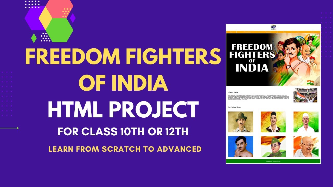 HTML Project: Freedom Fighters of India | Patriot's of India | HTML ...