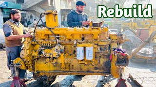 Restoration Of Komatsu D_155 6 Cylinder Engine in Local Market | Bulldozer Engine Rebuilding