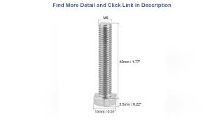 ✔ uxcell M8 Hex Bolt M8-1.25 x 45mm UNC Hex Head Screw Bolts A2-70(304) Stainless Steel Fully Threa