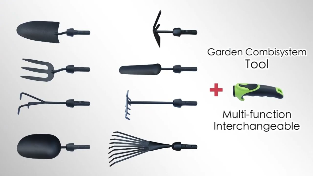 Interchangeable head Garden Tool Carbon Steel Head TPR hand Trowel Cultivation Garden Tool Set