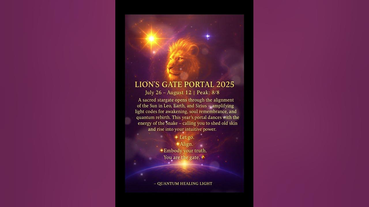 Lionβs Gate Portal 2025 β¨ Light codes, rebirth & 963 Hz crown activation π¦π #LionsGate #88portal Lionβs Gate Portal 2025 β¨ Light codes, rebirth & 963 Hz crown activation π¦π #LionsGate #88portal