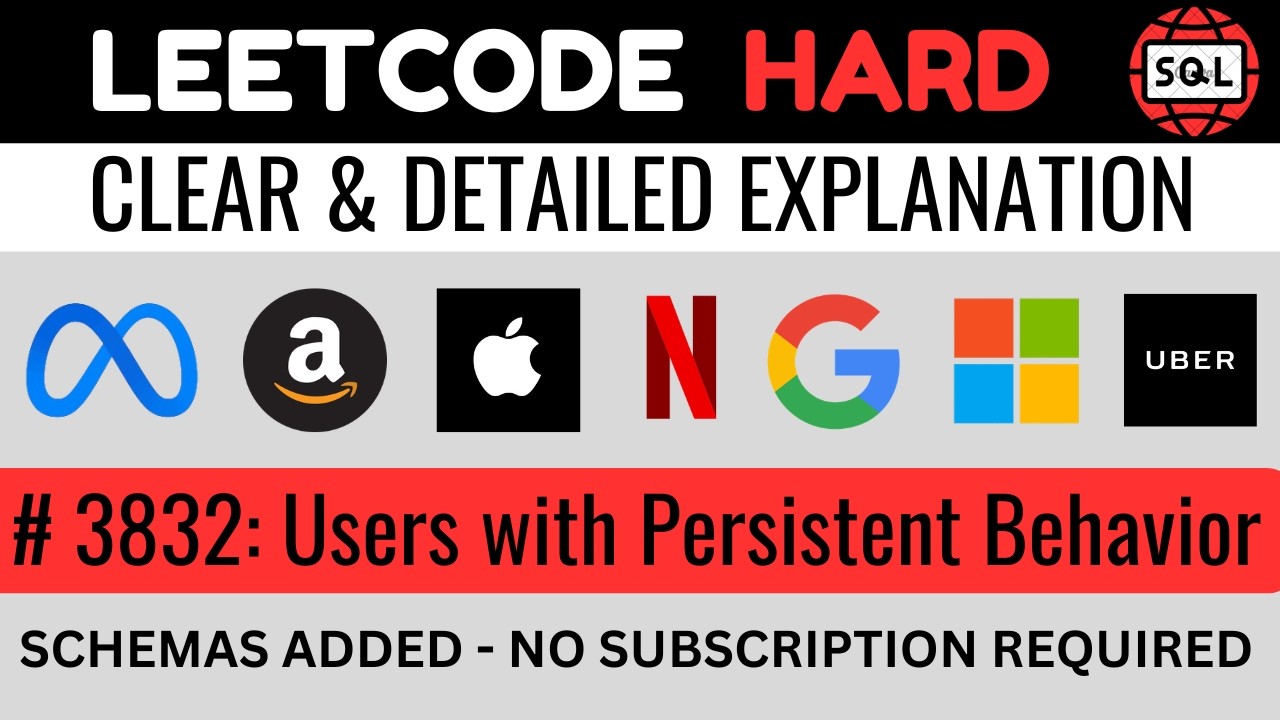 Leetcode HARD 3832 - Window Functions in SQL - Users with Persistent ...