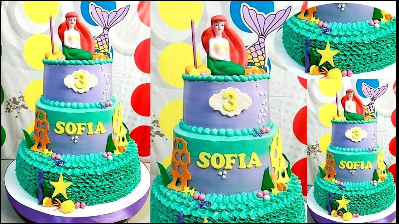 3 tier mermaid cake, boiled icing | simple design and easy tutorial for beginners