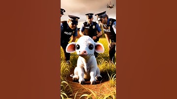 The story of the bravery of a baby cow #animals #cow #rabbit #police #rescue #dog