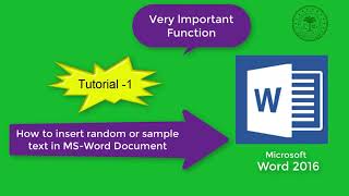 MS Word  2016 -How to insert sample text/random text in document