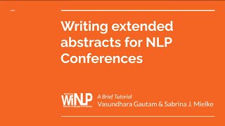 Tutorial: How to write an NLP paper (WiNLP@EACL 2021, 04/19/2021)