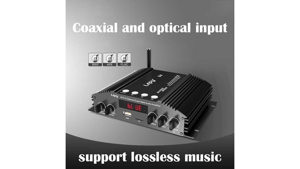 Lepy Audio Amplifier Bluetooth USB TF HiFi Sound Booster with Remote