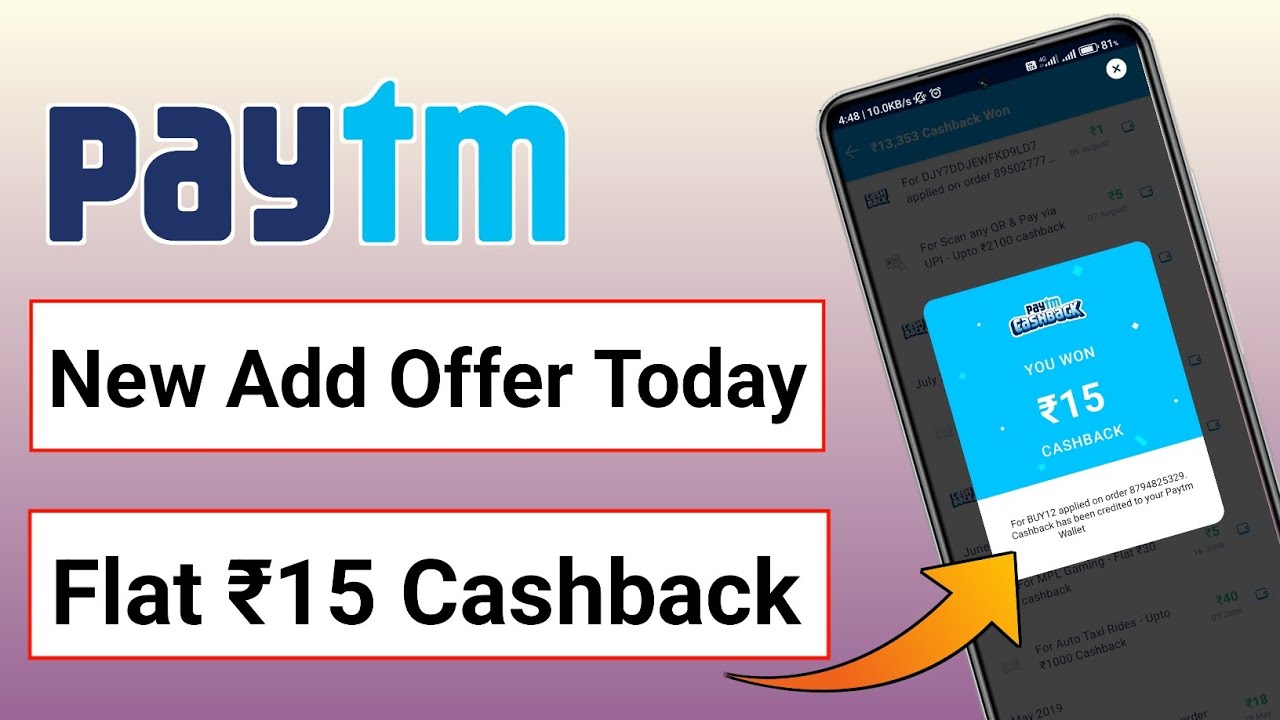 Paytm New Add Money Offer Today | Flat ₹15 Cashback | Paytm New Offer Today