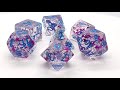 Infused - Red Stars w/ Blue - Old School 7 Piece DnD RPG Dice Set