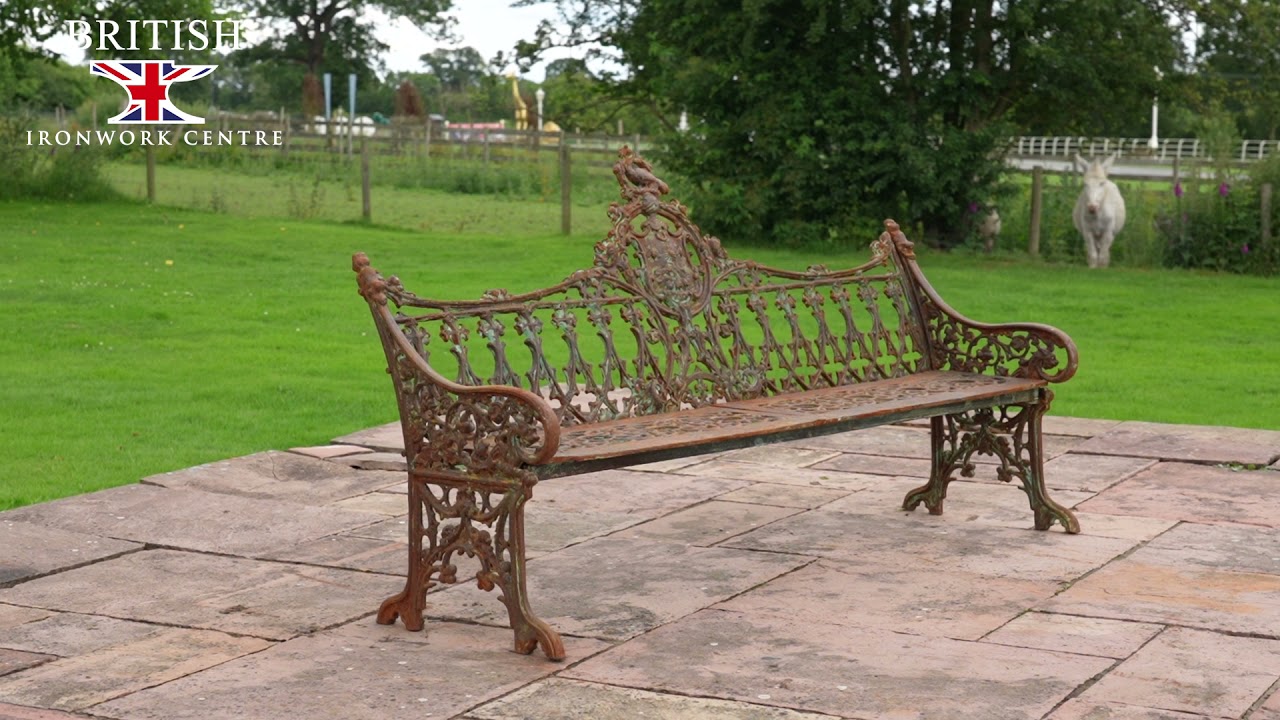 Rustic Cast Iron Gothic Three Seat Bench