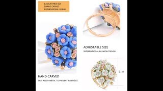 Ceramic Flower Ring Wedding Rings Jewelry Summer Style Rings