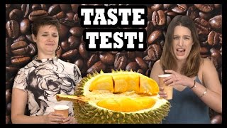 Durian Coffee Makes The Office Smell Like… - Food Feeder
There’s nothing quite like a steaming cup of coffee in the morning, but why does it smell like that?!?! Subscribe: http://goo.gl/Z7lbS
One of our wonderful viewers wanted to express their love for the show (or hate for people in the office) by sending us a nice big bag of Durian White Coffee. Well if it’s here then of course we have to try it, right?
The Overlords of Tasted.com love feeding you guys what you love, and you love to watch us try foods for you, so that you don’t have to (or so you can decide whether to run out and get some). Thus, we bring you Durian White Coffee.
Have you tried Durian White Coffee? Have you ever tried Durian? Would you drink coffee if it smelled like something rotten? Do you like flavored coffee? What’s the best flavor? What country has the best coffee?
Let us know in the comments!!
Are you new? Then catch up with a few hundred episodes of The Food Feeder: http://goo.gl/z1ypZ
Want to know whats going on with Food Feeder and Tasted in the future?
Follow us and Noah on Twitter for updates:
Noah: http://www.twitter.com/Galuten
Tasted: http://www.twitter.com/TastedChannel
Oh and were on The Facebook: http://www.facebook.com/TastedChannel
Tune in to the Food Feeder with Tasteds food guru, Noah Galuten. Noahs been there and done that in pretty much every aspect of the culinary scene from his stint as a popular food writer for LA Weekly to now opening his own highly anticipated BBQ restaurant. Hop on for the ride as Noah gives us the inside scoop on whats hot and happening in the world of fascinating food from breaking news, to awesome events, cool chefs, incredible restaurants and all around good eats. Noahs the guy for everything you ever wanted to know about food... and then some. Click subscribe to check out new episodes almost every day!
Want to send us stuff? Send it here:
Tasted
c/o Mike Cruz
PO BOX 351213
Los Angeles, CA 90035
Want to see more taste tests on Food Feeder? Try some of these:
Cookies and Cream and Hazelnut and Caramel and Doughnuts and... - Food Feeder
https://www.youtube.com/watch?v=W87LQjPKmT4
Birthday Cake-Flavored Zombie Teddy Grahams?! - Food Feeder
https://www.youtube.com/watch?v=0W8Kc1xmiFg
Capn Crunch Ruins Caramel Popcorn (And Cereal)! - Food Feeder
https://www.youtube.com/watch?v=8a2NQwq-gEA
You Mailed us Chocolates:
https://www.youtube.com/watch?v=qGZcOHKHI84
Hot Dog Pizza Party:
https://www.youtube.com/watch?v=hWsD0pzBgNw
Capn Crunch Donut Crunch:
https://www.youtube.com/watch?v=ciQRZyCaUEY
Olive Garden Breadstick Sandwiches:
https://www.youtube.com/watch?v=eHbmQYnmycA
Carls Jr. Dong Burgers:
Carls Jr.s Most American Dong Burgers! - Food Feeder
Krispy Kreme Southern Comfort:
https://www.youtube.com/watch?v=FDKh6MzMDBo
Carls Jr. Ding-Dong Ice Cream Sandwich:
https://www.youtube.com/watch?v=CP5xfSlrgvw
Butter Kit-Kats:
https://www.youtube.com/watch?v=VH7J3-lOq9A Durian Coffee Makes The Office Smell Like… - Food Feeder