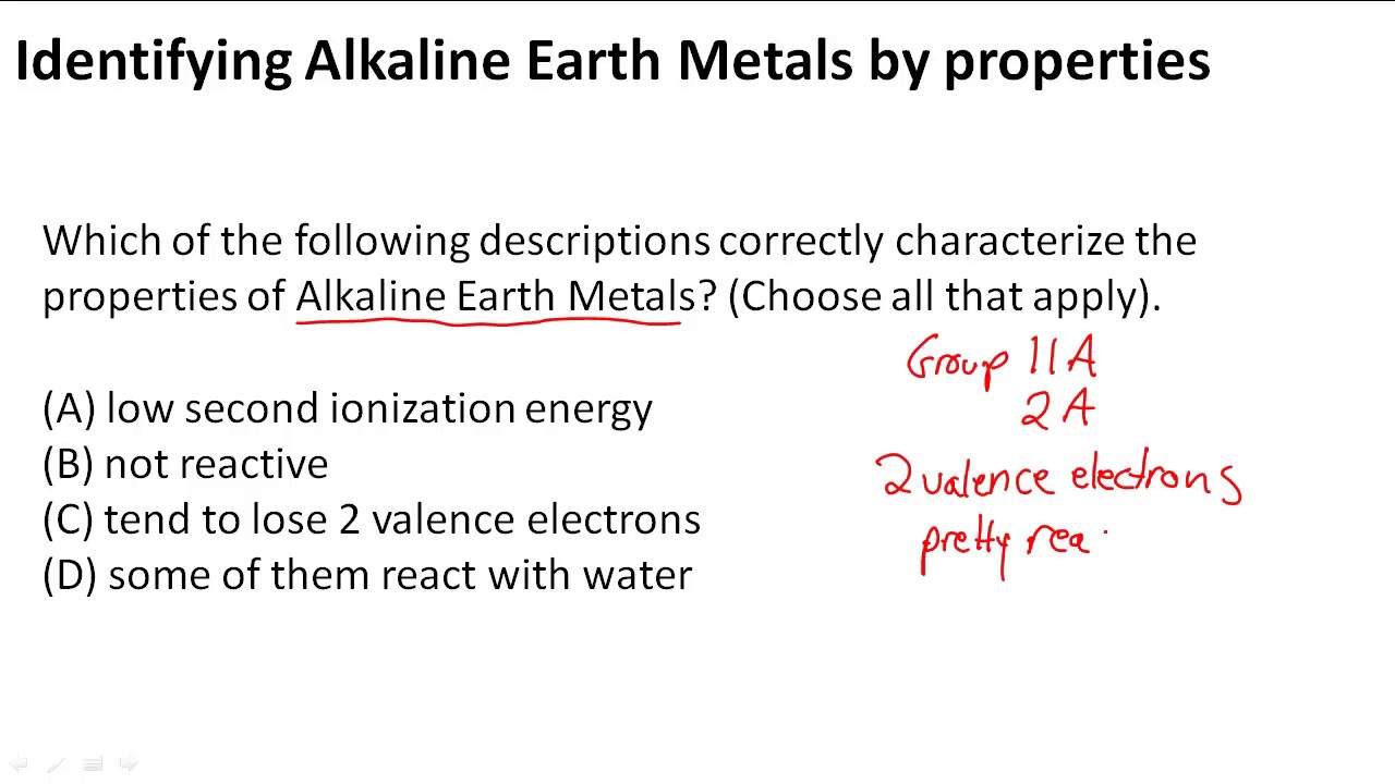 Identifying Alkaline earth metals by properties YouTube