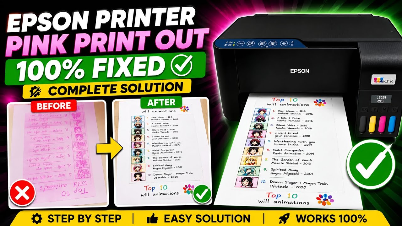 Epson Printer Pink Color Problem | 100% Fix | Epson Printer Only Pink ...